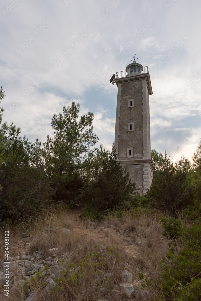 Venetian lighthouse of Fiskardo in Kefalonia in Greece