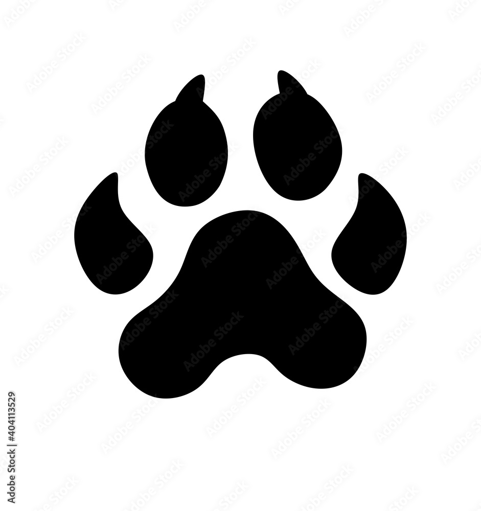 Black Vector Paw Print Silhouette Icon ,foot, footstep, animal  paw mark,,dog,pets,doggy,kitty,puppy,pup, plotter  cutting  love dogs. Stock Vector | Adobe Stock