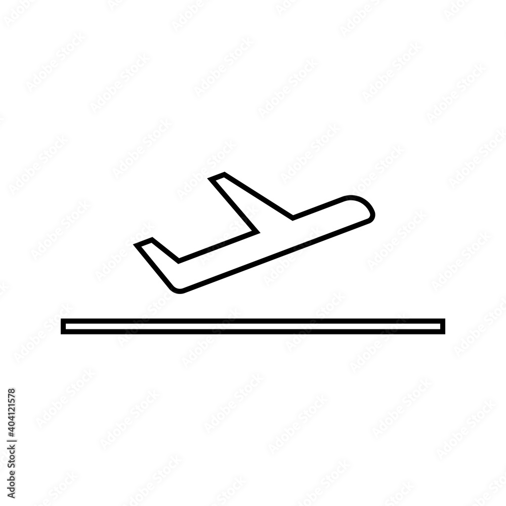 airplane landing icon on white background