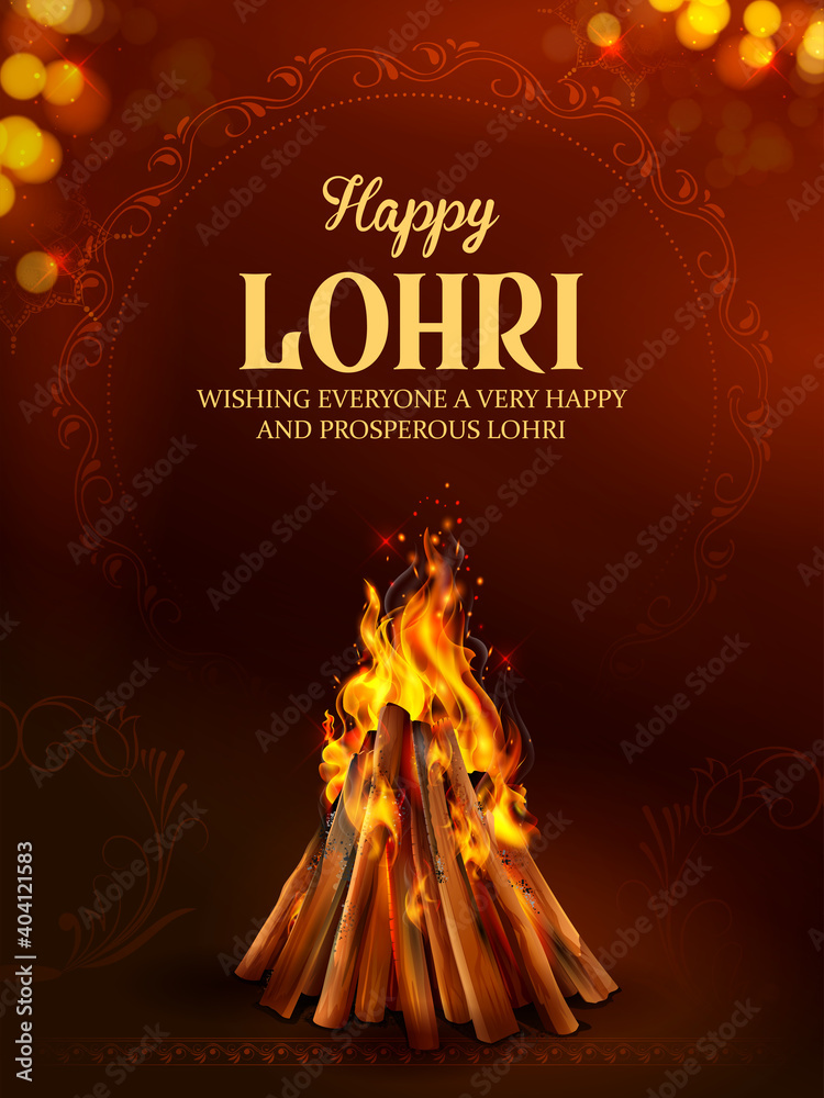 Fototapeta premium illustration of Happy Lohri holiday background for Punjabi festival