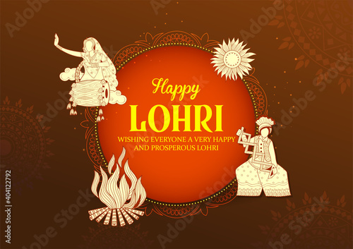 illustration of Happy Lohri holiday background for Punjabi festival