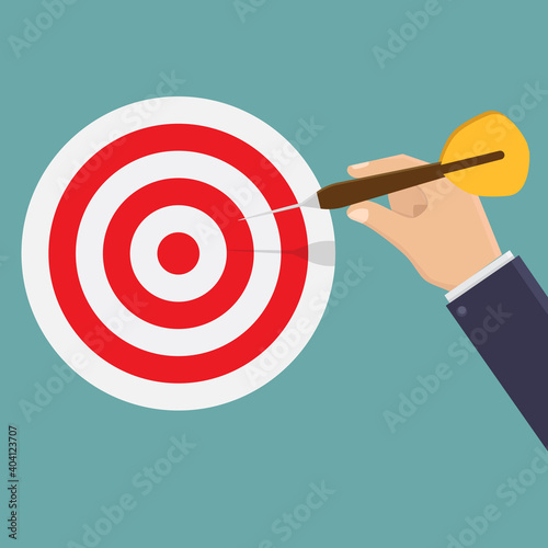 Businessman hand shooting target board vector design