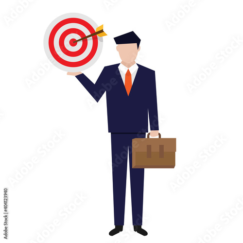 Businessman shooting target board flat design vector