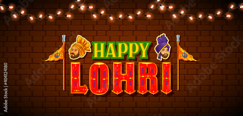 illustration of Happy Lohri holiday background for Punjabi festival
