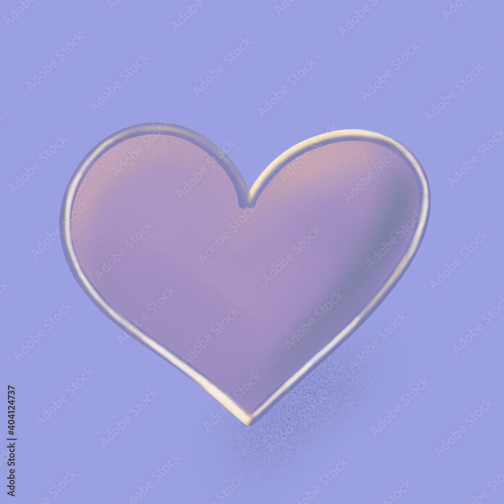 Purple mother-of-pearl heart set in white gold