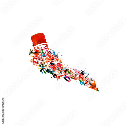 Colorful pencil with numbers and musical notes for arithmetics, mathematical solutions, education and learning concept vector illustration	