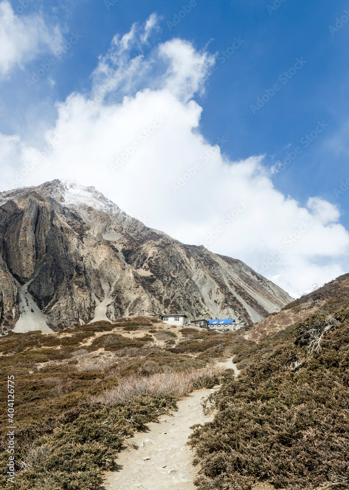 Yak Kharka village of surrounding mountains, Annapurna Circuit, Nepal