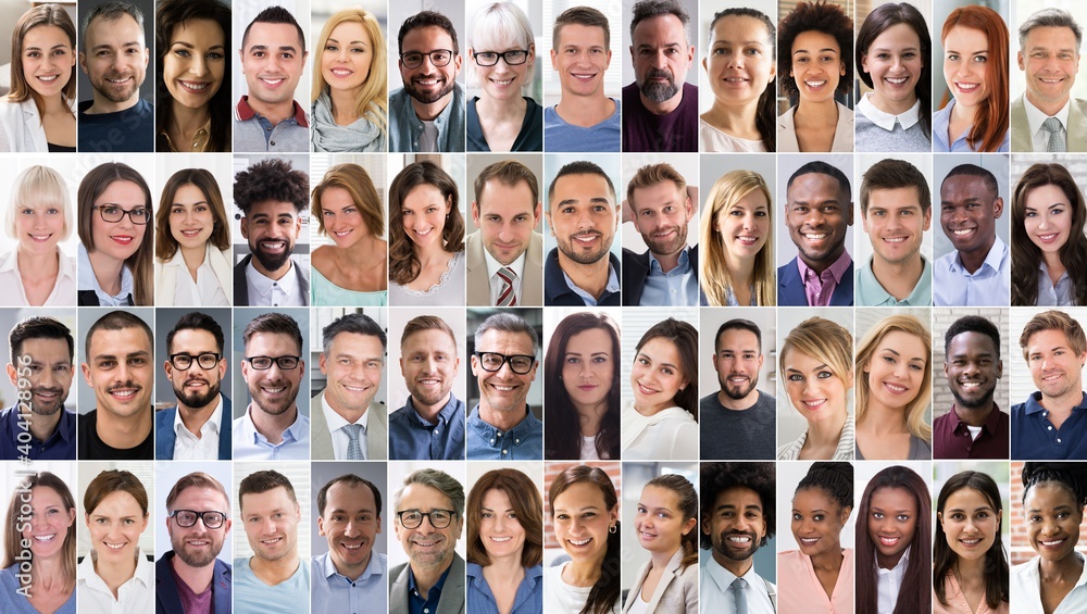 Multicultural Faces Photo Collage. Portrait Multicultural Faces Photo Collage. Portrait