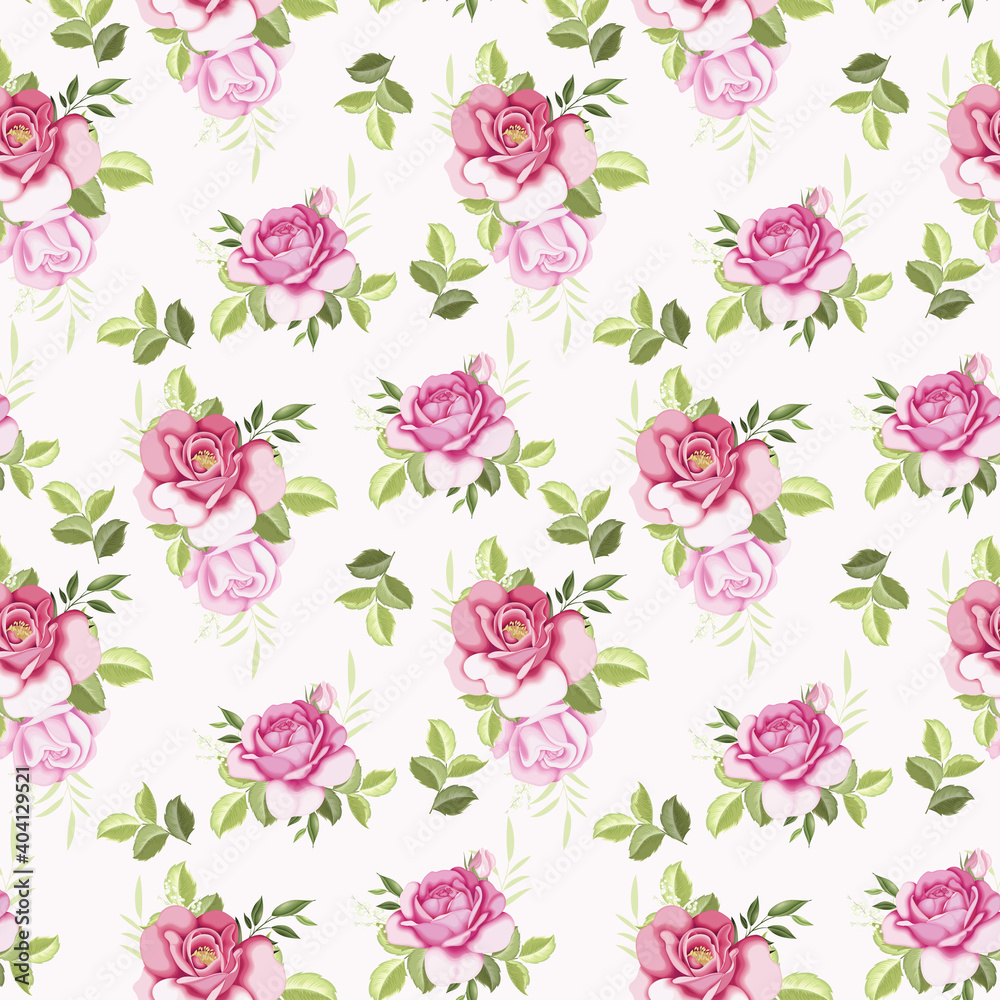 Beautiful seamless pattern beautiful flower and leaves Premium Vector