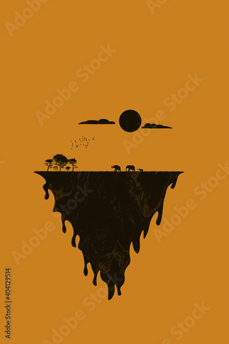 Obraz na płótnie Minimal landscape – Elephant habitat w salonie