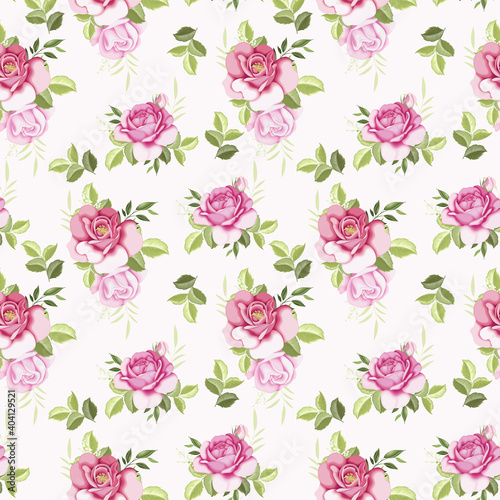 Beautiful seamless pattern beautiful flower and leaves Premium Vector