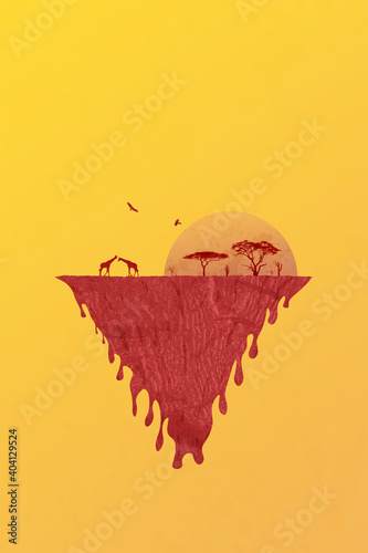 Obraz na płótnie Minimal landscape – Giraffe habitat w salonie