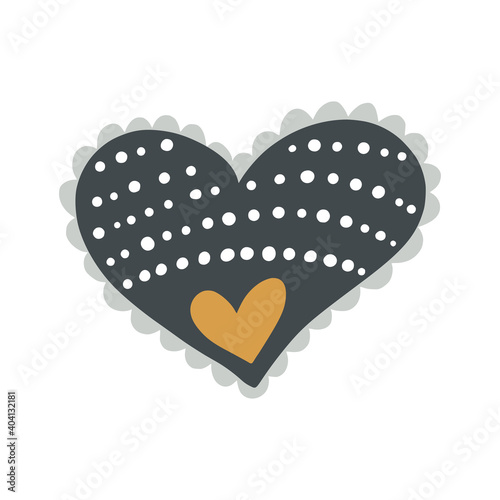 Cartoon Scandinavian Vector Heart. Hand drawn valentines, day symbol.