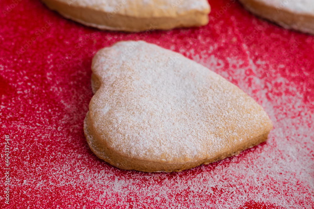 cookies for the Valentine's Day holiday, heart shape on a red background.