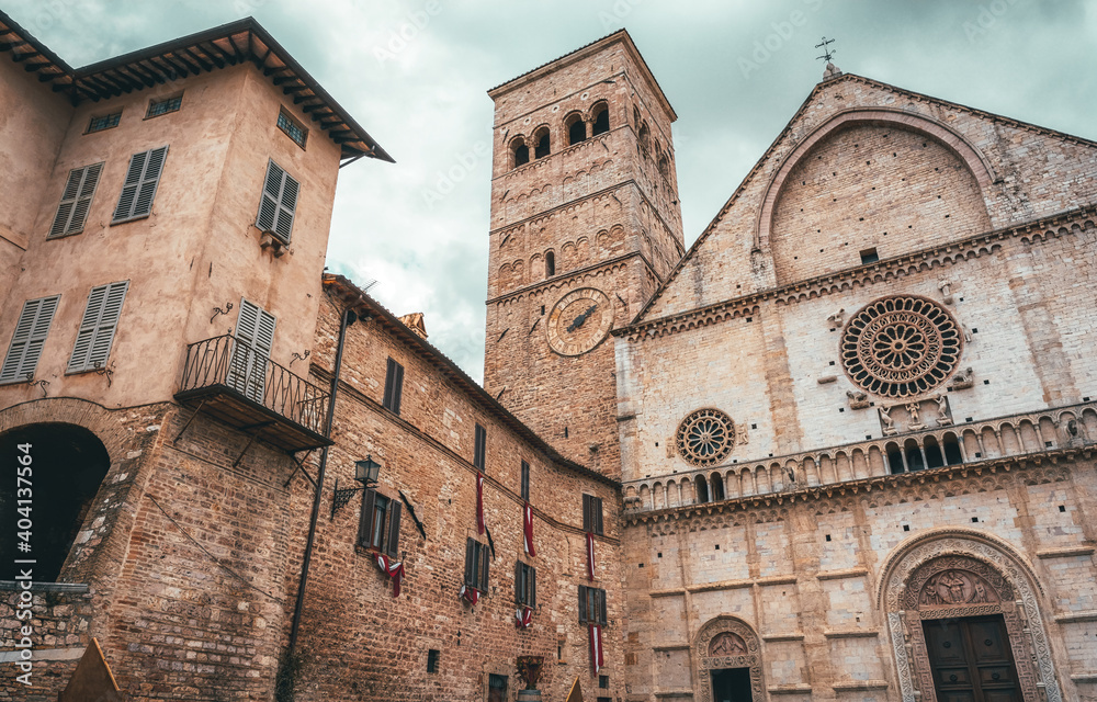 Churches in the historic center of Assisi, Italy