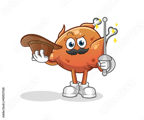 fried chicken fencer character. cartoon mascot vector