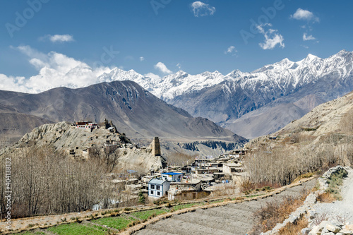 Jhong village and the ruins of the old fort, Annapurna Circuit, Nepal