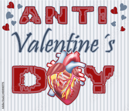 Anti Valentines day greeting card, vector illustration
