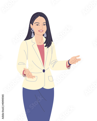 Young Business Woman Vector Flat Illustration