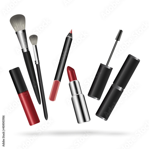 Makeup kit, beauty set. Cosmetics icons, vector set.