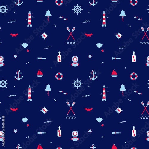 Seamless texture from sailing elements. Pattern  abstract background  wallpaper. Nautical collection   marine travel icons.