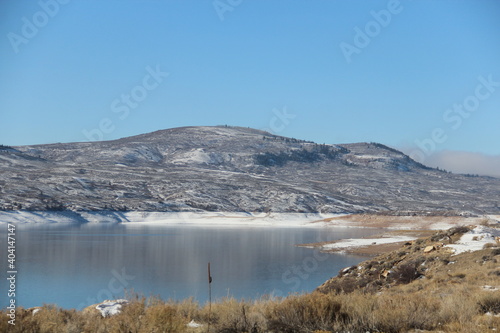 Frozen water in Curecanti National Recreation Area in Colorado. photo