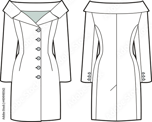 Women's Designer Jackets Dress. Fashion vector sketch