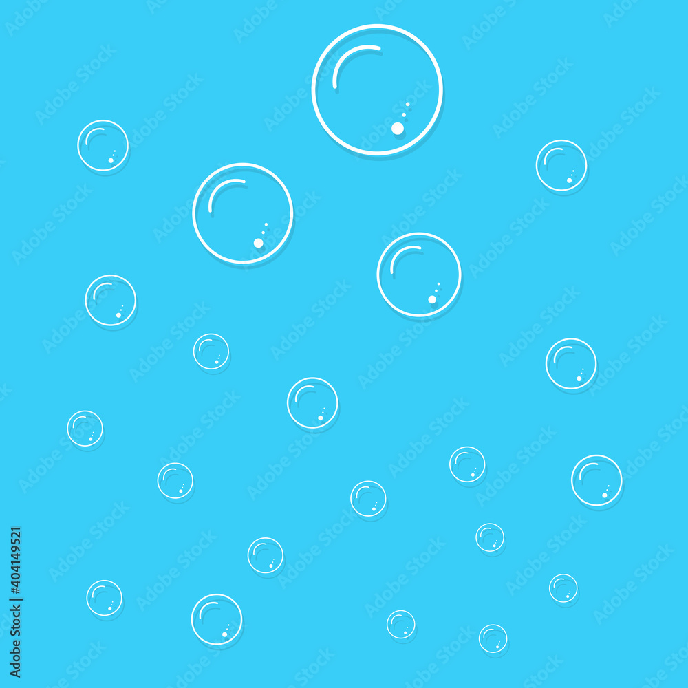 Bubbles icon on blue background. Vector illustration