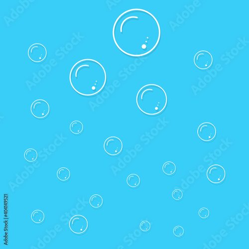 Bubbles icon on blue background. Vector illustration