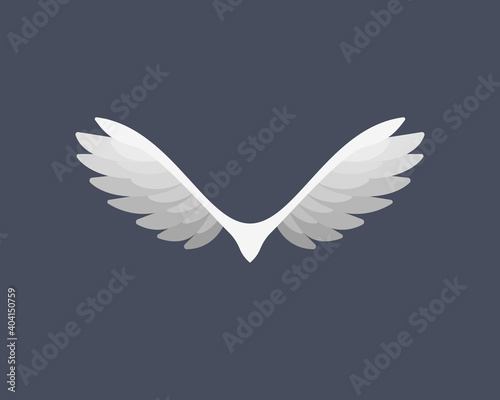 Abstract wings bird vector logo. Creative eagle falcon hawk sign icon emblem isolated on dark background.