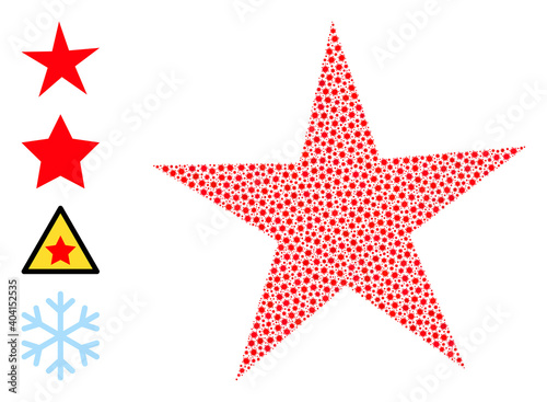 Vector star icon coronavirus collage. Star mosaic is done from little coronavirus pathogen items. Collage designed for medicare posters.