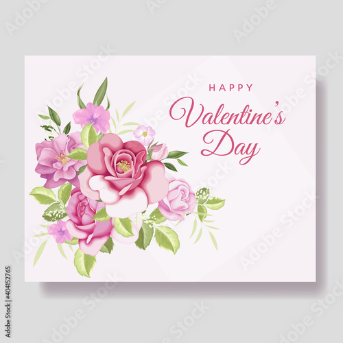  Romantic happy valentine's day greeting card with flowers Premium Vector © MARIANURINCE