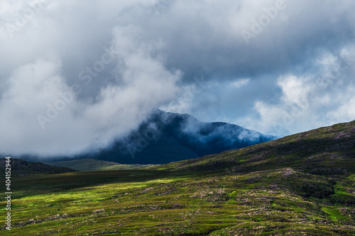 Cloudy mountains, amazing nature of Ireland in Killarney National Park, near the town of Killarney, County Kerry 