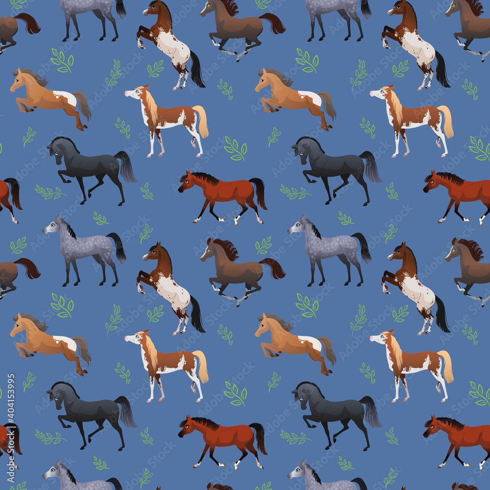 Printable background with horses. Seamless pattern Stock Vector | Adobe ...
