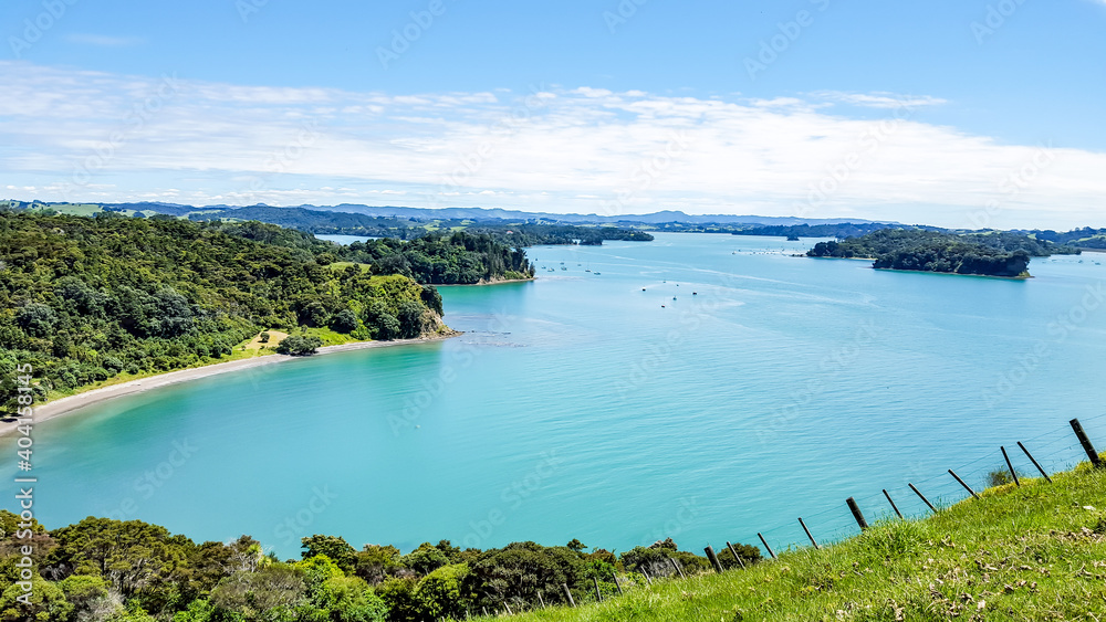 View over the bay of Mahurangi Regional Park in New Zealand. The park is located on the north island on the way from Auckland to Whangarei.