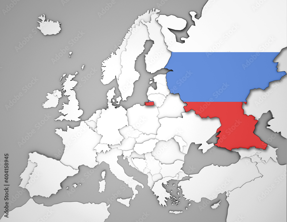 Obraz premium 3D Europakarte auf der Russland hervorgehoben wird 