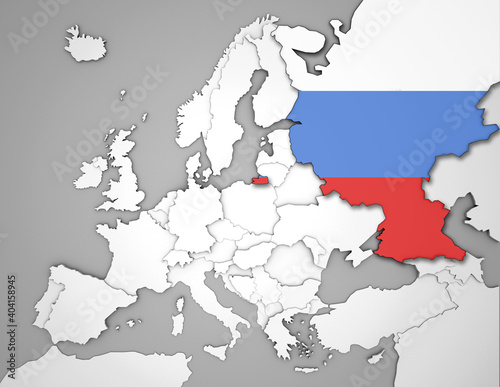 3D Europakarte auf der Russland hervorgehoben wird 