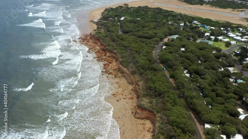 AERIAL Anglesea Coastline, Holiday Park And River Heads, Australia photo