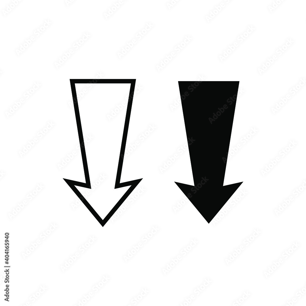 Down arrow icon. Line and glyph style for web template and app. Vector illustration design on white background. EPS 10 Down arrow icon. Line and glyph style for web template and app. Vector illustration design on white background. EPS 10
