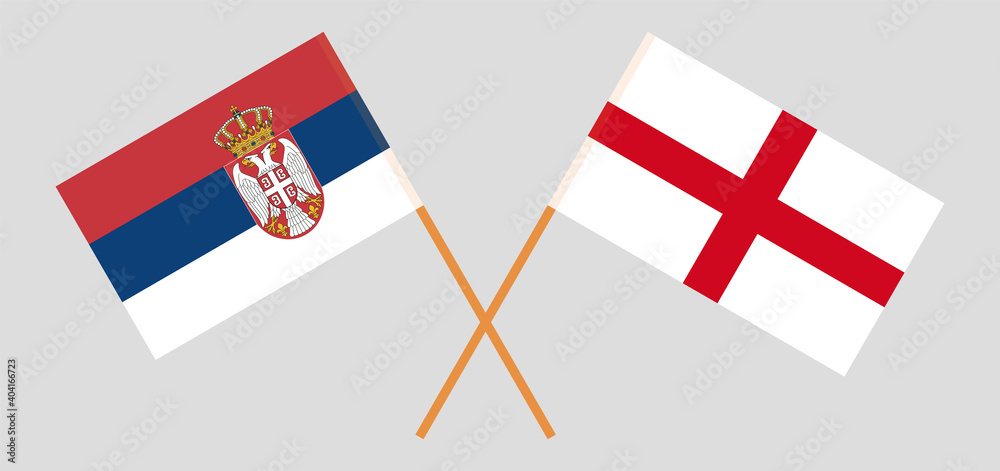 Crossed flags of Serbia and England