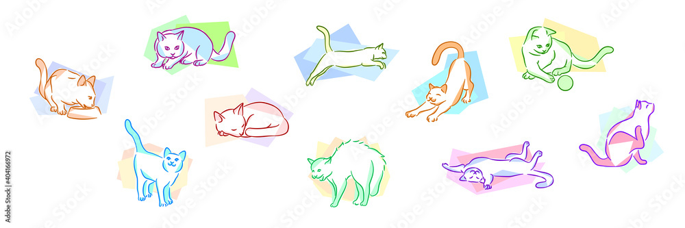Obraz premium Cats Life Illustrations Version 1