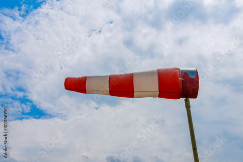 Windsock indicator of wind on runway airport