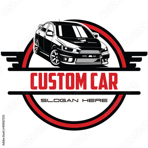 Custom Car Logo Line Art Vector Isolated 
