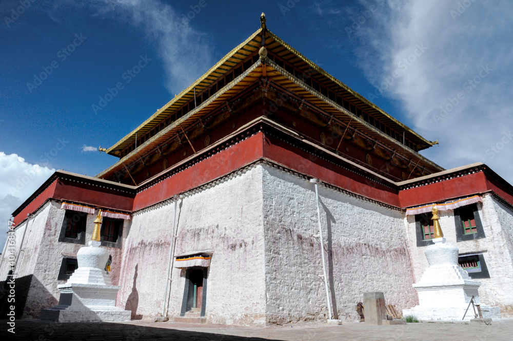 SAMYE, TIBET, CHINA - AUGUST, 16 2018: Monastery of Samye, Dranang, Lhokha, Tibet, China