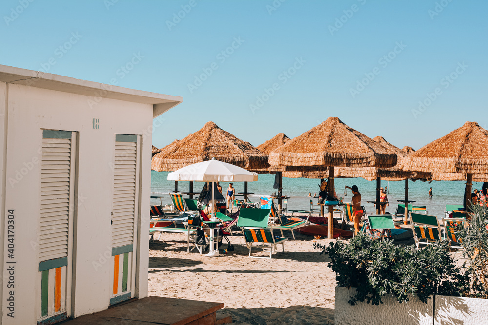 Beaches of the adriatic sea in summer, abruzzo, italy