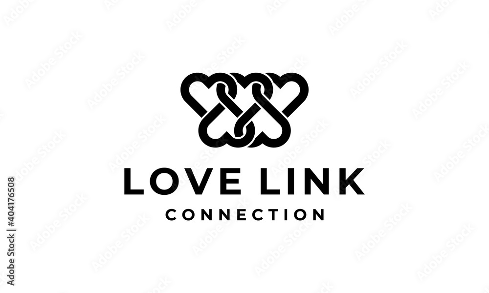 love heart link connection logo design template