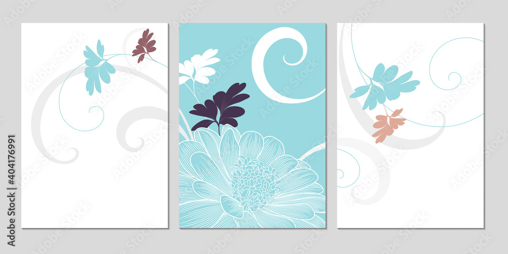 Hand-drawing floral background with flower daisies. Stylish greeting card.