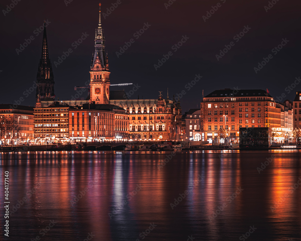 Hamburg city by night near to Rathaus Hamburg city by night near to Rathaus