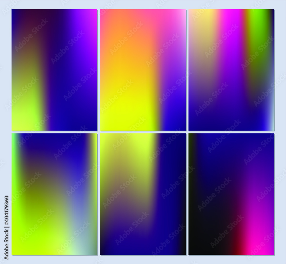 Set of colorful gradient backgrounds. Bright abstract textures.