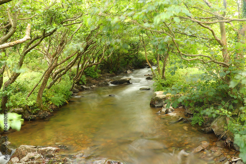 Heddon river flowing through the valley and over rocky ground